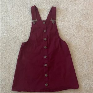 maroon overall dress